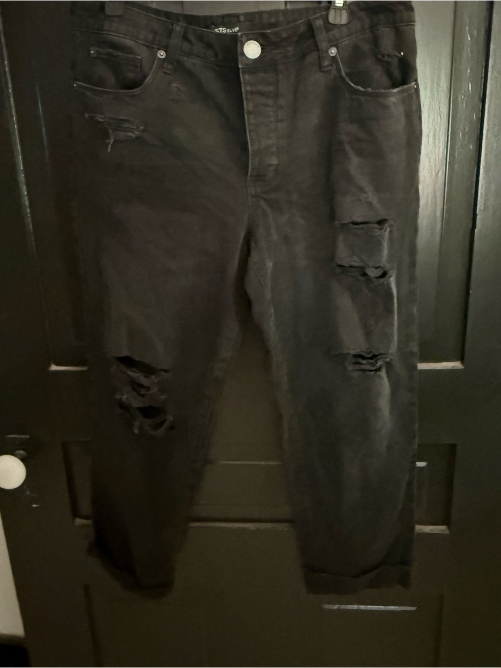 STS Blue Black Denim Jeans with Logo Button